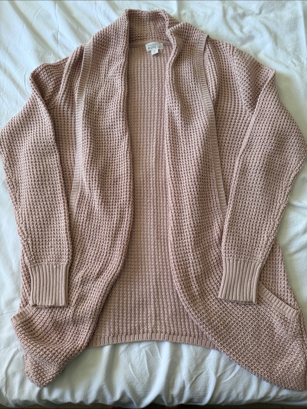 Market & Spruce Open-Front Cardigan in Blush Pink